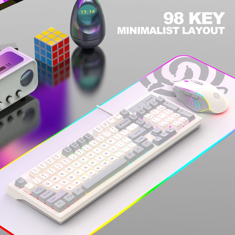 KM800 wired mechanical tactile keyboard and mouse set 98 key e-sports gaming computer laptop office photo 3