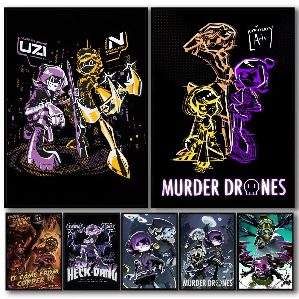 Anime M-murder Drones Painting Calligraphy High-Quality Cotton Canvas Poster Wall Art for Living Room Modern Coffee House Decor photo 1