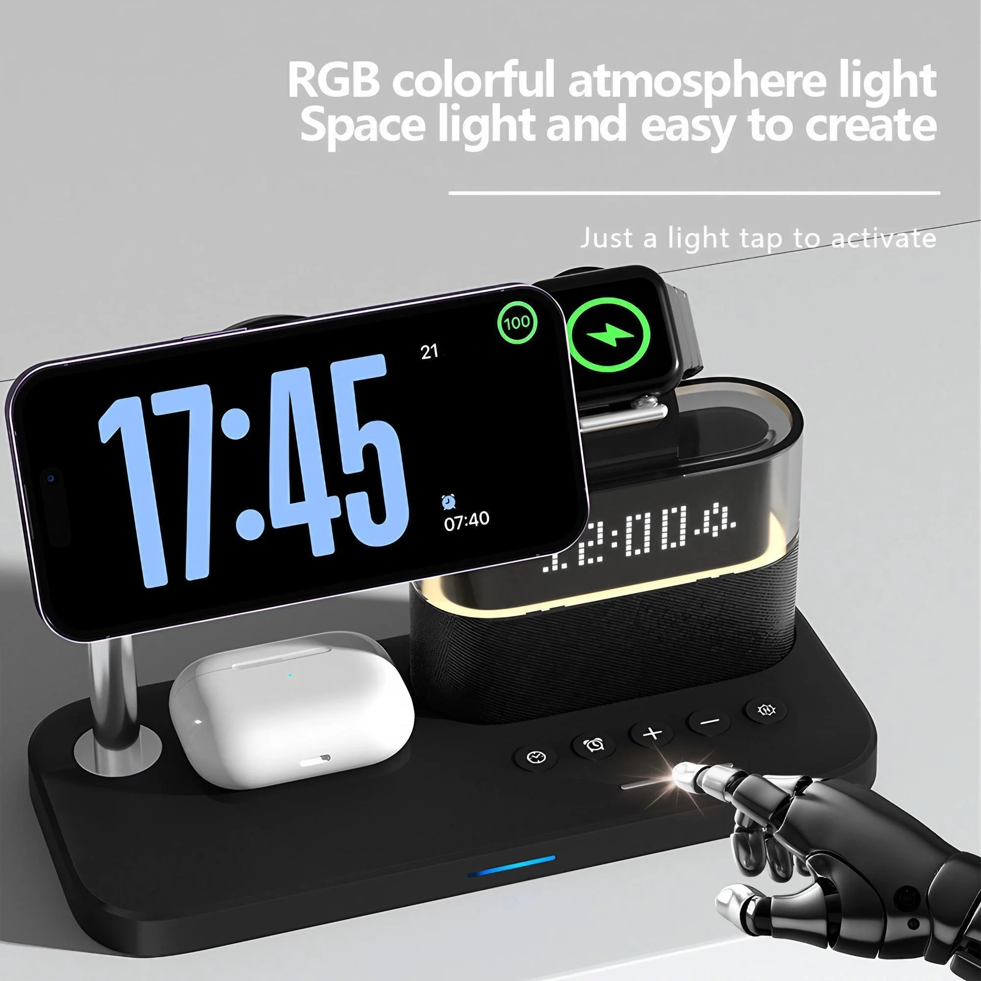 Magnetic Wireless Charging Station for Phone Series 12 13 14 15 16 17 and Watch Ultra 8 7 6 5 Earbuds Charger Stand Multi Device Charging Pad for Desk Home Office Travel Supports Fast 15W Charging for Phones and 5W for Wearables and 360 Degree Desk Stand photo 2