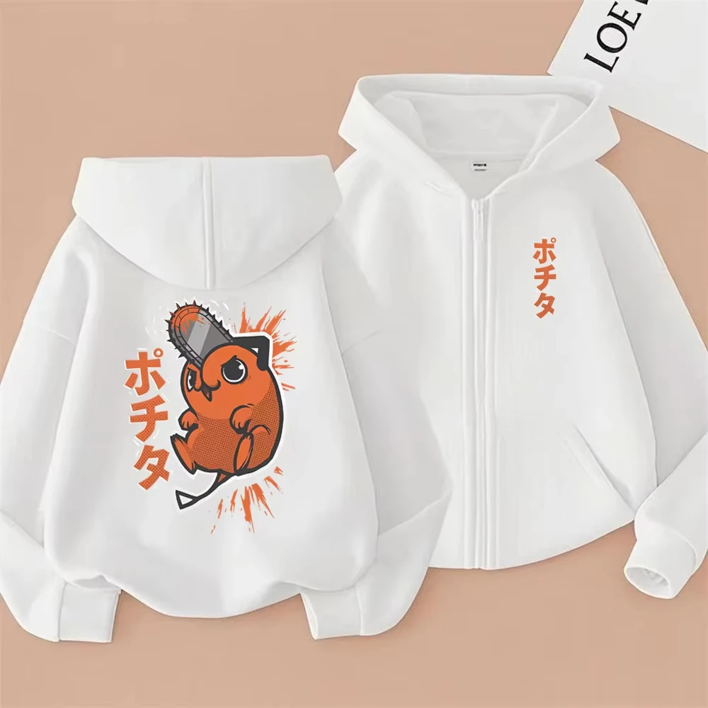 Anime Chainsaw Man Washed Retro Zipper Hoodie Cartoon Denji Pochita Funny Graphic Zip Up Jacket Men Women Manga Oversized Coat photo 4