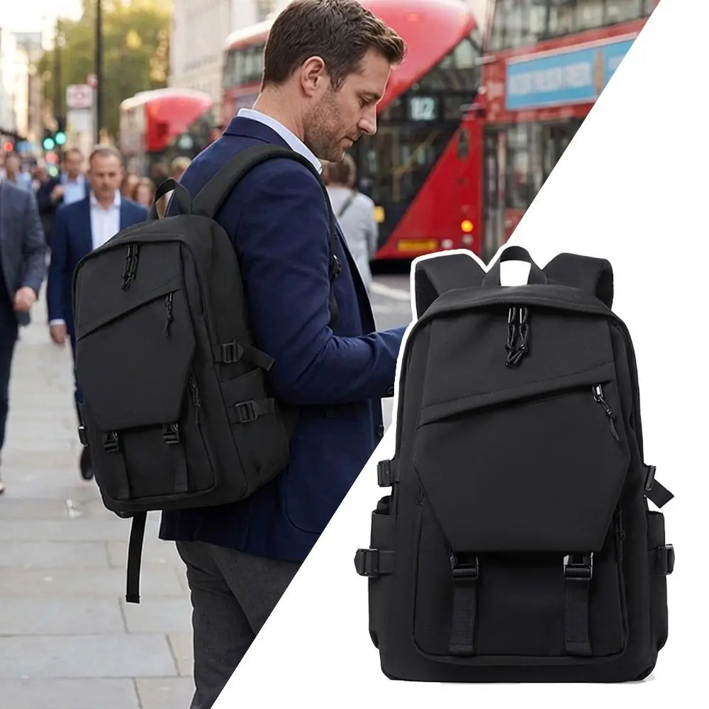 Fashion Business Men's Backpack Black Lightweight Travel Backpack Waterproof Large Capacity Laptop Backpack photo 5