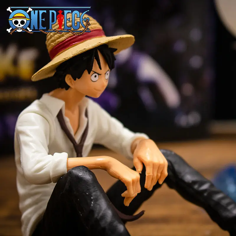 12cm One Piece Anime Figure Luffy Sitting Position Action Figure PVC Model Collection Statue Figurine Doll Toy For Birthday Gift photo 4