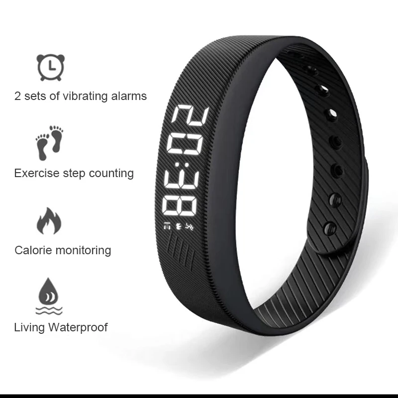 Smart Bracelet LED Digital Vibration Alarm Wrist Waterproof Smart Clock Smartband With Running Pedometer Monitor Smart Band photo 1