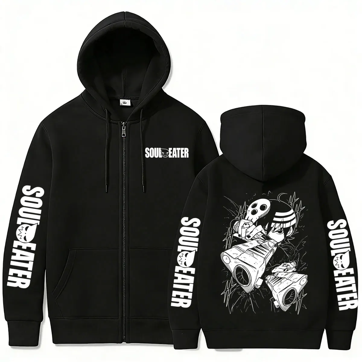 Anime Soul Eater Death The Kid Graphic Zipper Hoodie Men Women Clothing Manga Fashion Streetwear Male Casual Zip Up Jacket Coat photo 1