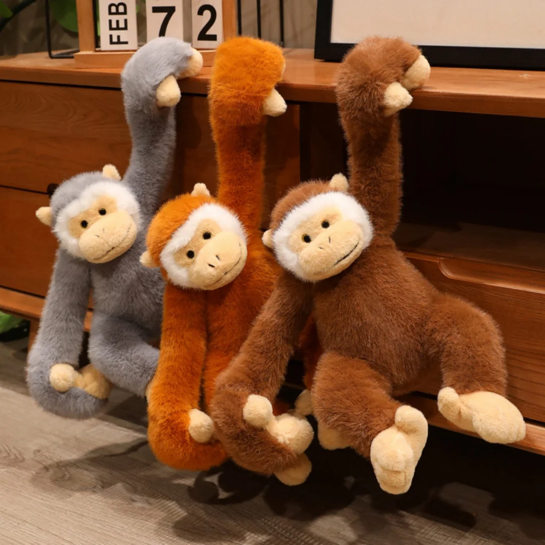 Cute Hanging Long-Arm Gibbon Plush Toy Soft Stuffed Animal Monkey Realistic Jungle Wildlife Plushie Birthday Xmas Gift for Kids photo 1