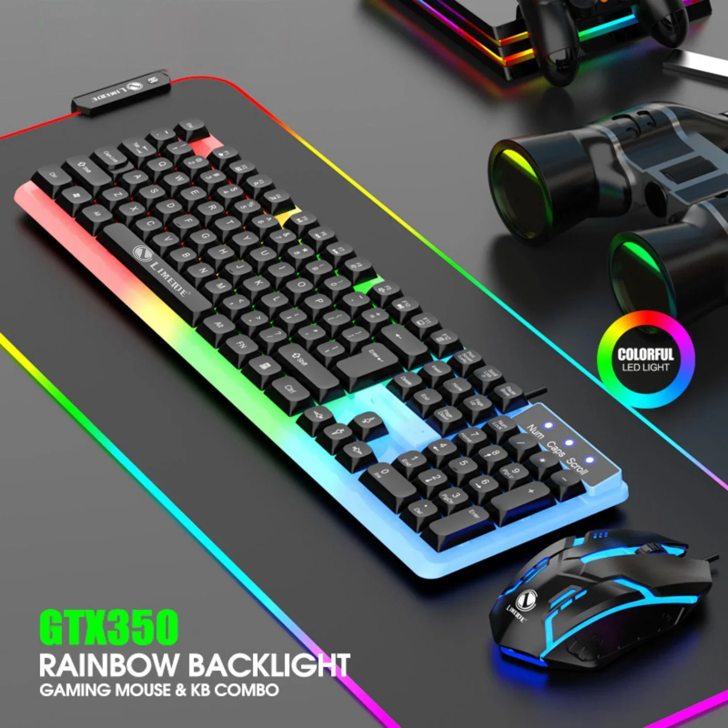 Mechanical Feel Keyboard and Mouse Set, with RGB LED Backlight, USB Wired - 104 Keys - Ideal Choice for Gaming and Office photo 1