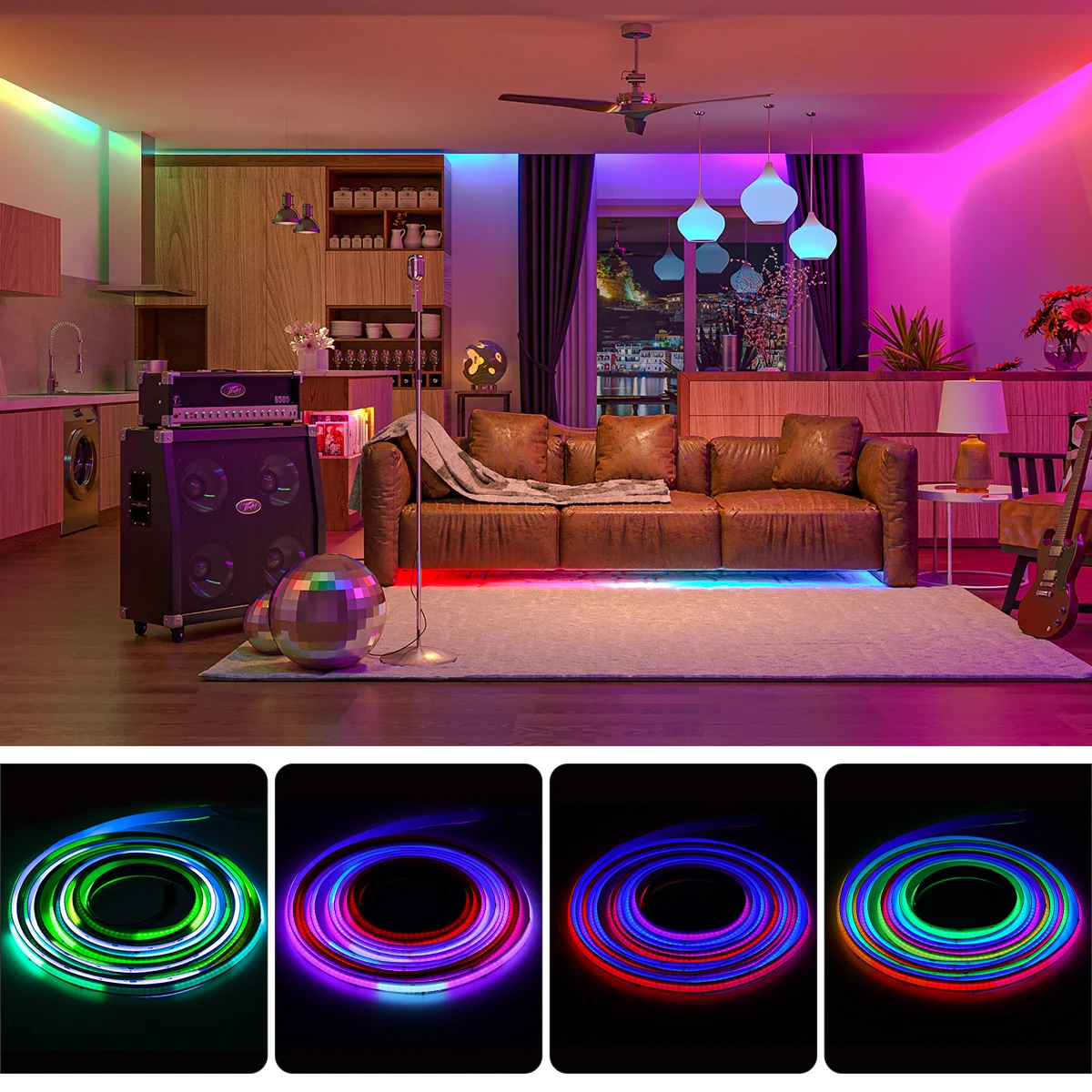 FCOB SPI RGB IC LED Light Strip WS2811 Addressable 720 630 LEDs Dream Color DC12V 24V WS2812B High Flexible FOB COB Lights photo 5