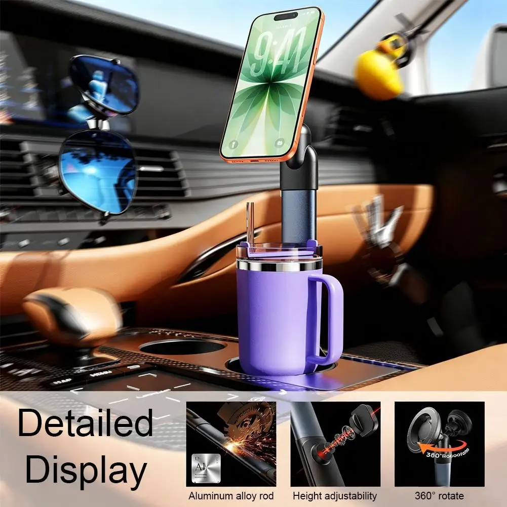 Car Cup Holder Phone Mount 360 Degree Adjustable Long Arm Stand Expandable Base Cell Phone Cradle For iPhone Samsung photo 2