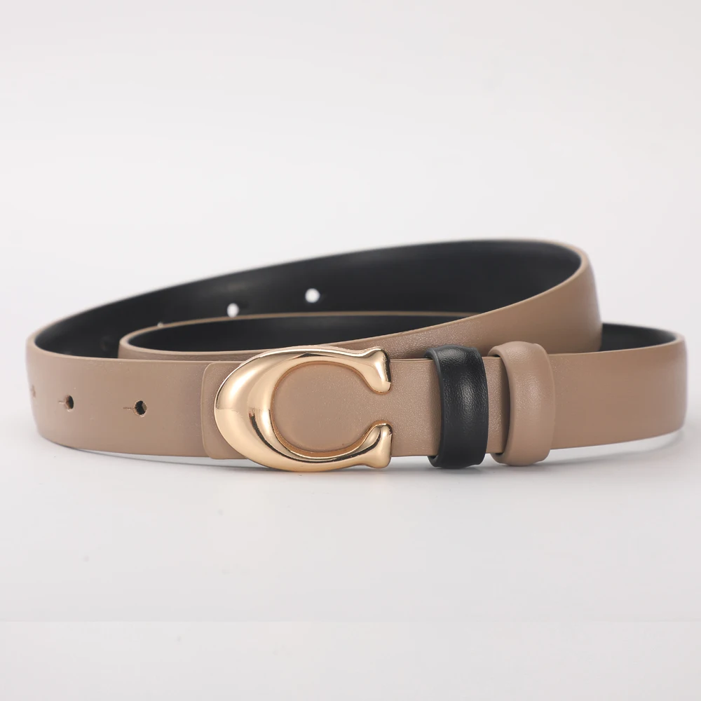 High-quality Women's Fashionable Belt C-shaped Buckle Smooth Buckle Temperament Double-sided Gift For Mother Using Belt photo 3