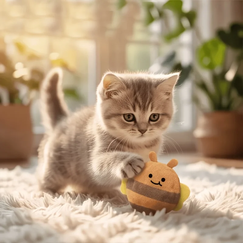 Cute Bee Pet Interactive Bouncing Sound Toy Ball, Dog And Cat Play Boredom Relief Companion Toy,Slow Rebound Pet Play Toy photo 2