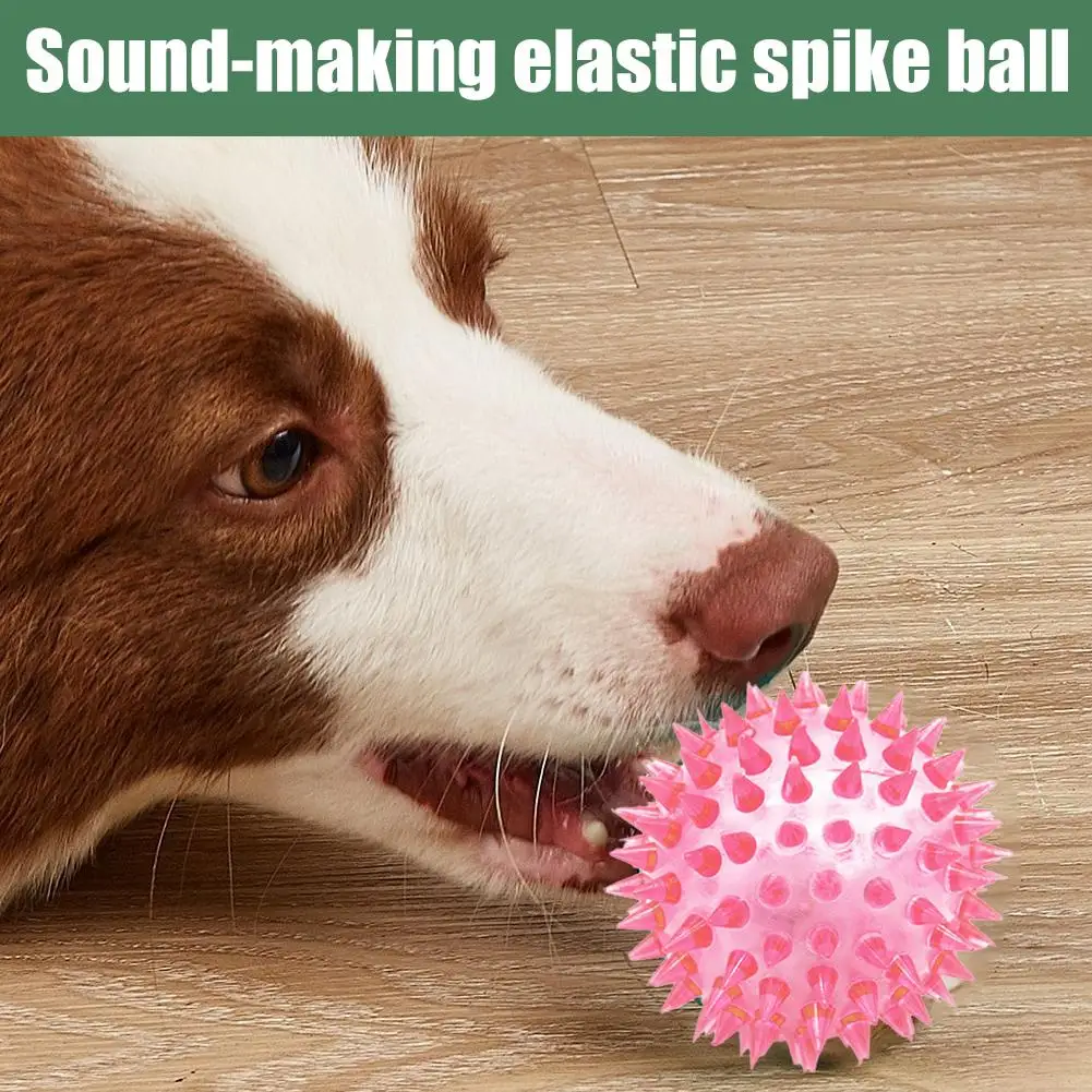 Squeaky Dog Toys Elastic Spiky Ball Teeth Cleaning Interactive Sound Pet Chew Toy Bouncing Boredom Relief Training Balls photo 3
