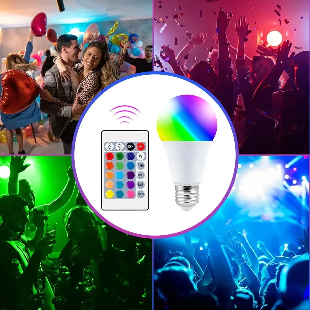 24 Key Remote Control Smart Lamp Atmosphere Light 16 Colors RGB Bulb LED Multicolor Bulb E27 220V Household Lighting Dimmable photo 5