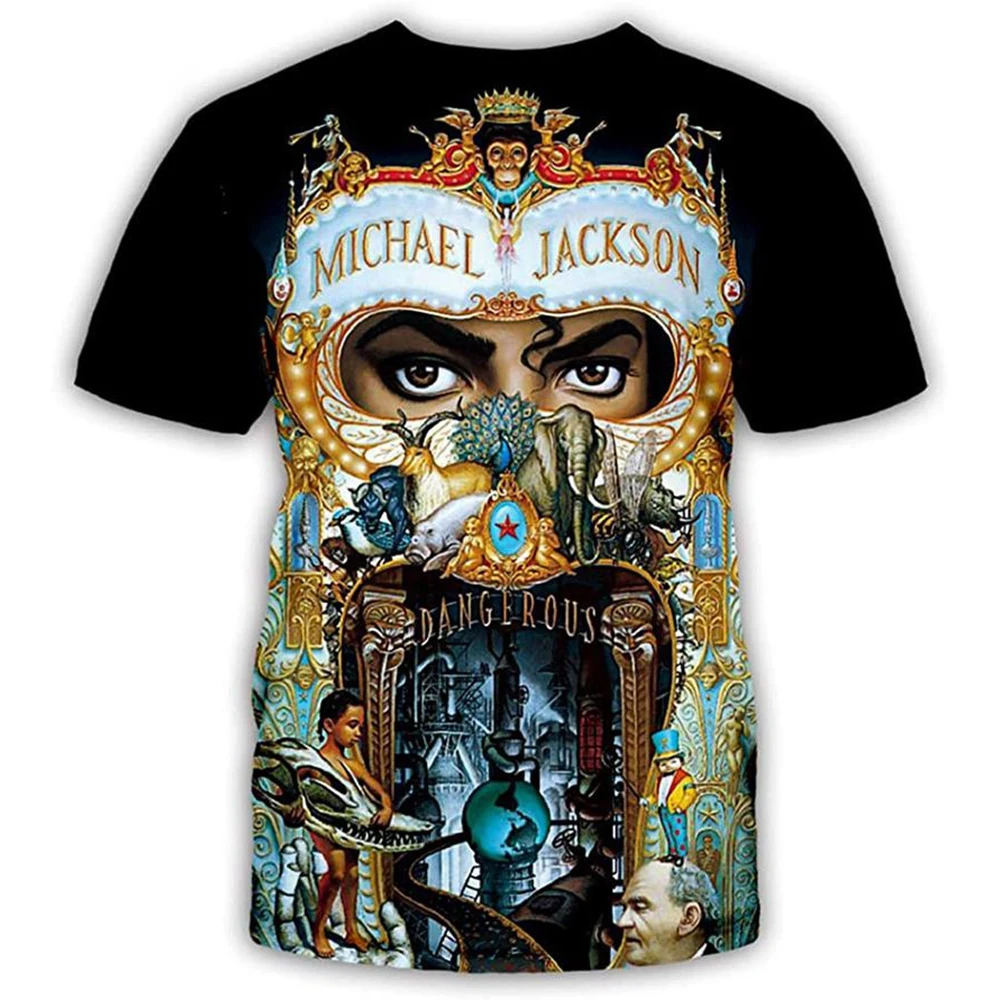 Summer fashion Michael Jackson hip-hop singer retro cool casual men Harajuku streetwear short sleeved photo 2
