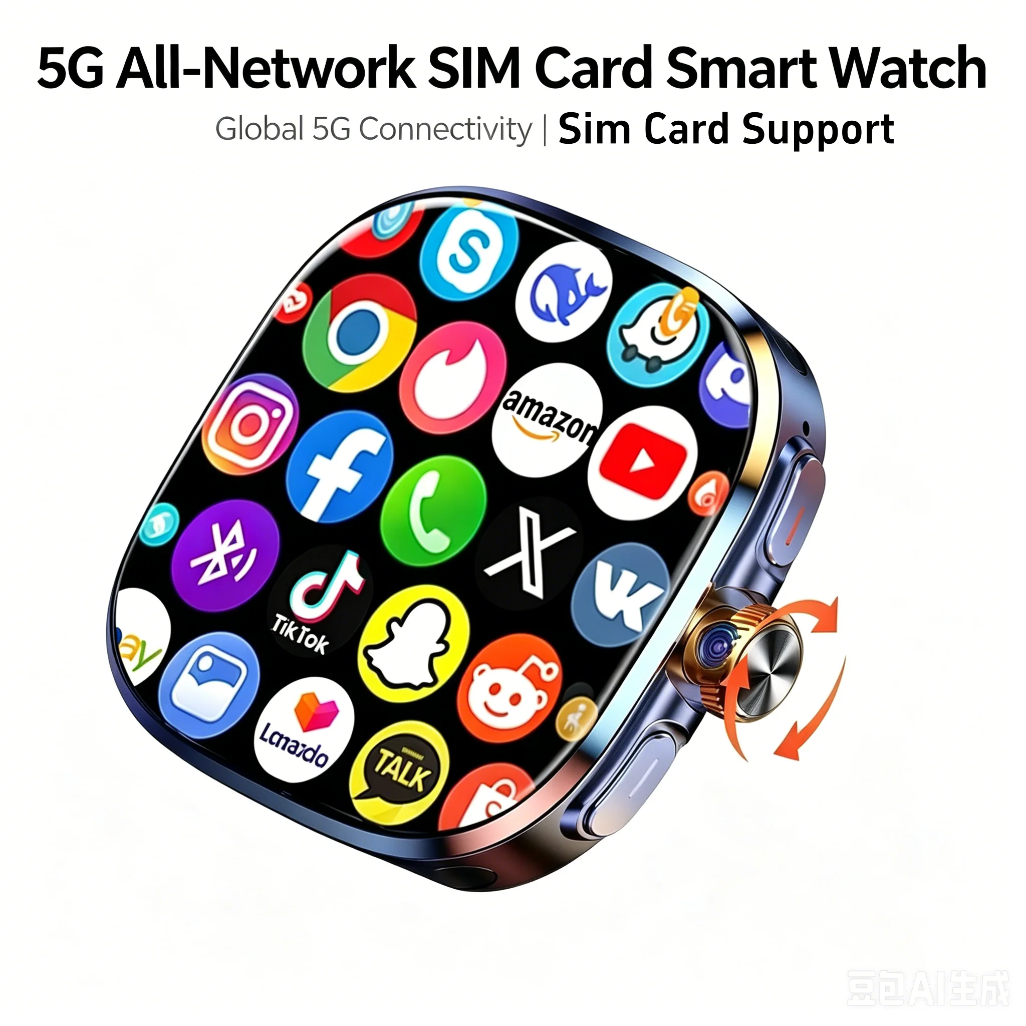 Original M99 Android Smart Watch 2.4inch Amoled 5G LTE Smartwatch With 900W Rotary Camera GPS WIFI Sim Card Slot NFC App Store photo 1