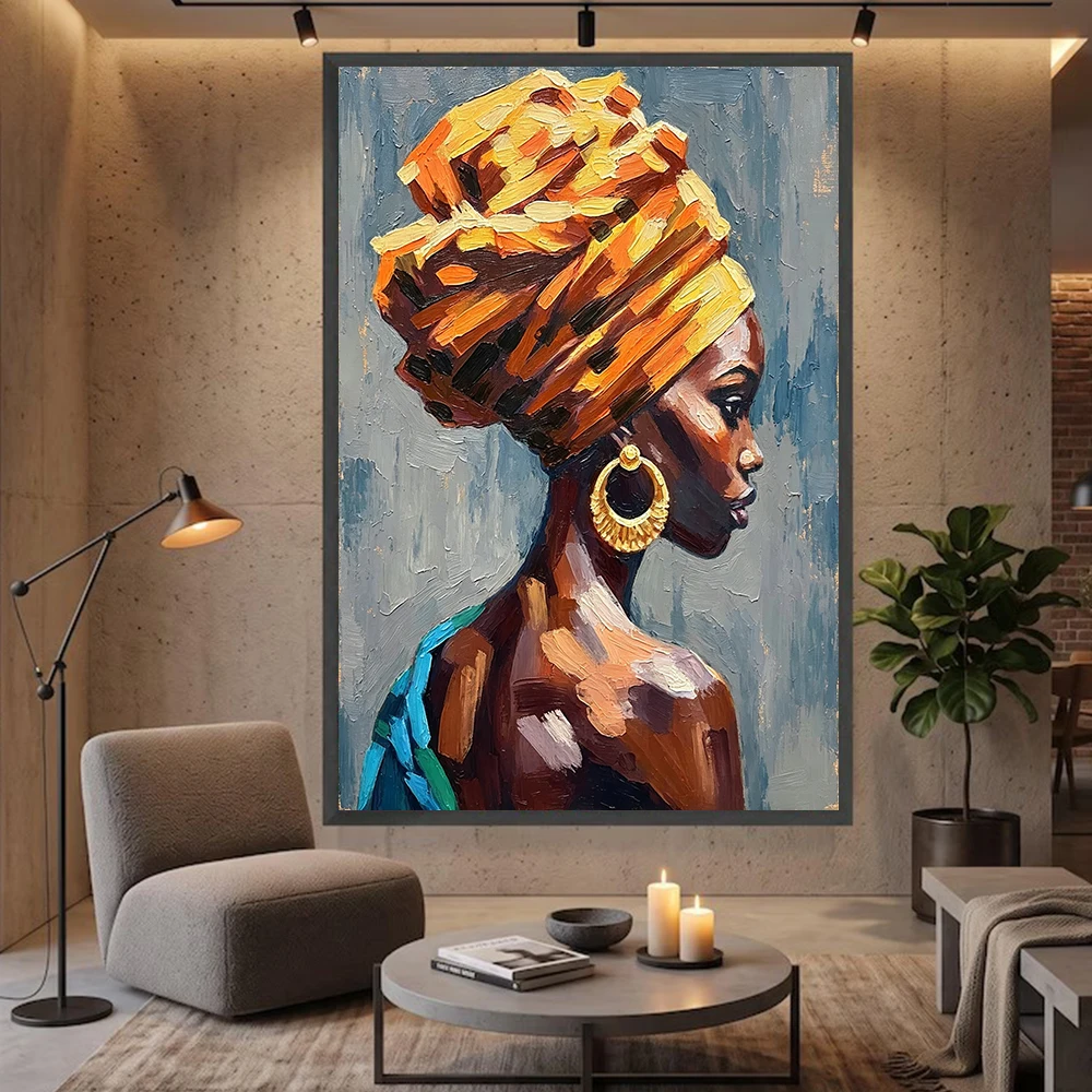 African American Woman Portrait Canvas Painting Wall Art Ethnic Black Women Poster Print For Living Room Office Home Decor photo 4