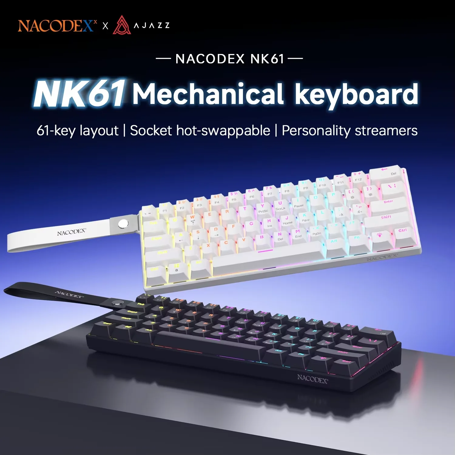 AJAZZ NK61 Wired Gaming Mechanical Keyboard 60% RGB Hot-Swappable 61 Keys Red Switch Mini Keyboard for Gamer PC photo 1