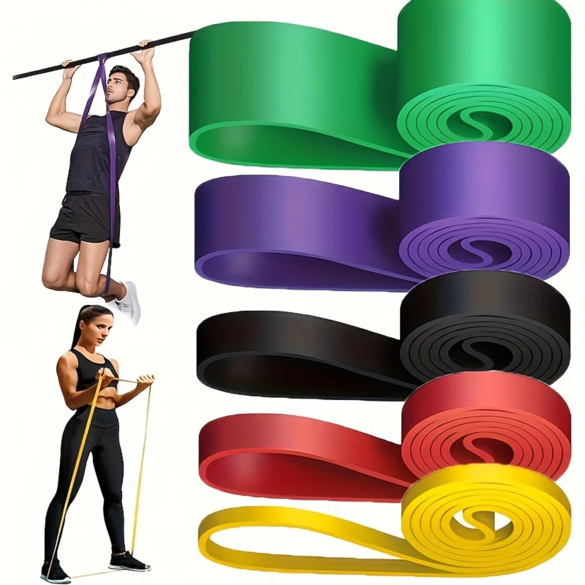 Resistance Bands Set Pull Straps Assistive Pull-Up Bands Exercise Straps Leg Exercise Bands for Gym Fitness Home Workout Equipme photo 1
