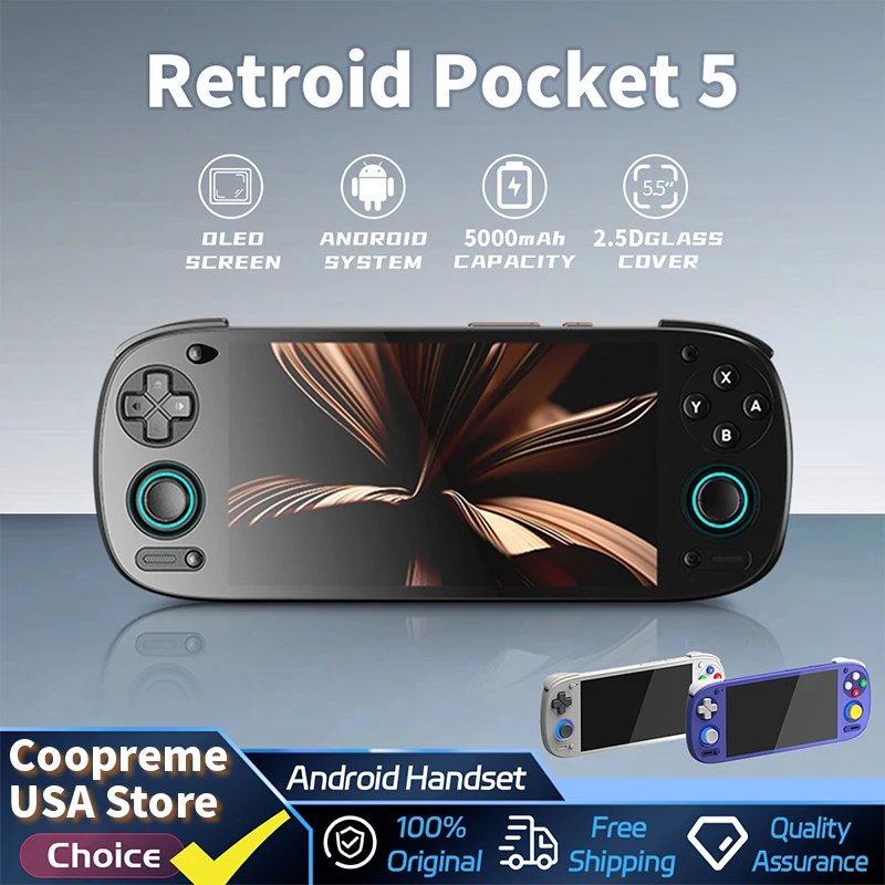 Retroid Pocket 5 Handheld Game Console 5.5'' AMOLED Screen Android13 Joystick RGB Lighting Effect Active Cooling Video Games photo 1