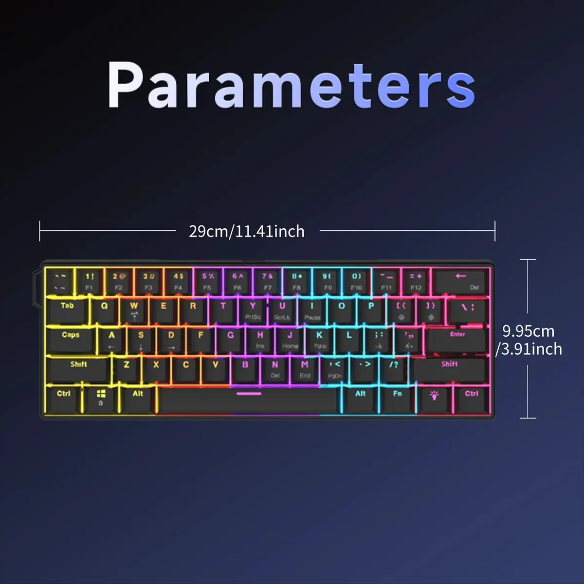 AJAZZ NK61 Wired Mechanical Keyboard 61 Keys 60% Compact  Hot Swappable Red Switch RGB Backlit Portable for Gaming Laptop Gamer photo 3