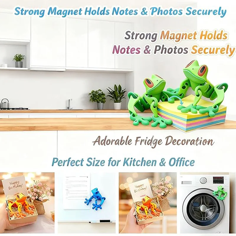 3D Printed Magnetic Articulated Frog Fidget Toy Cute Flexi Animal Model Fridge Magnet Stress Relief Sensory Gift Desktop Decor photo 2