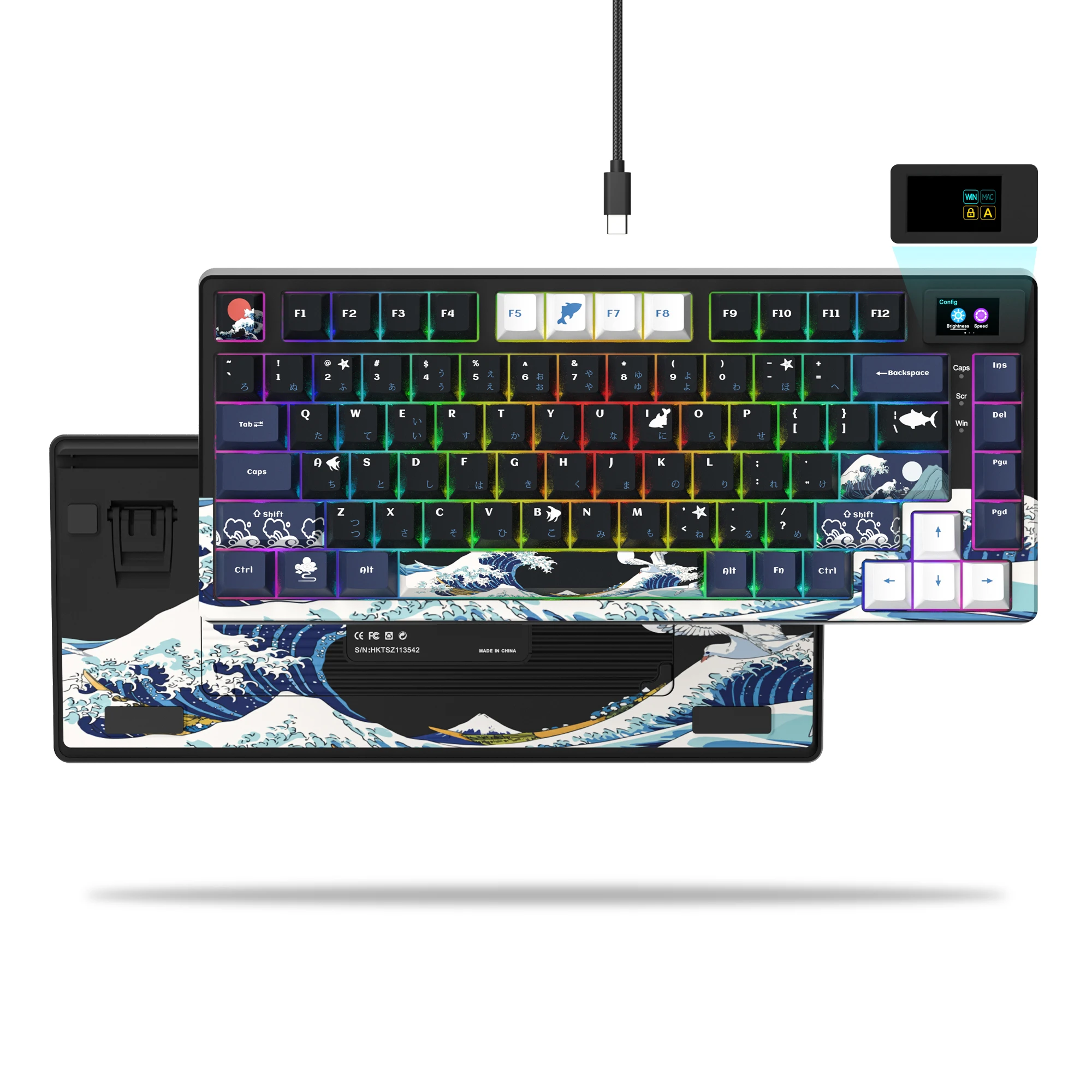 Wired Mechanical Gaming Keyboard with OLED Display Full Key Hot-Swappable Pudding RGB Backlit Keyboard for PC Computer Laptop photo 1