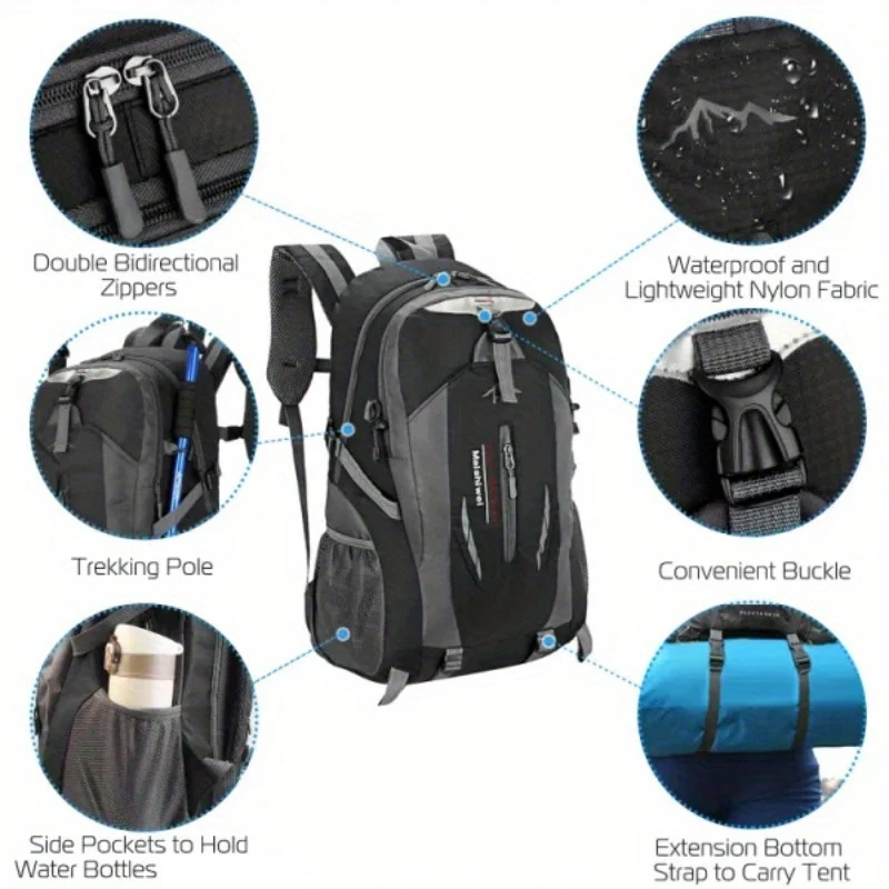 40L Large Capacity Backpack Laptop Bag Durable Outdoor Sports Hiking Camping Backpack Travel Bag Travel photo 3
