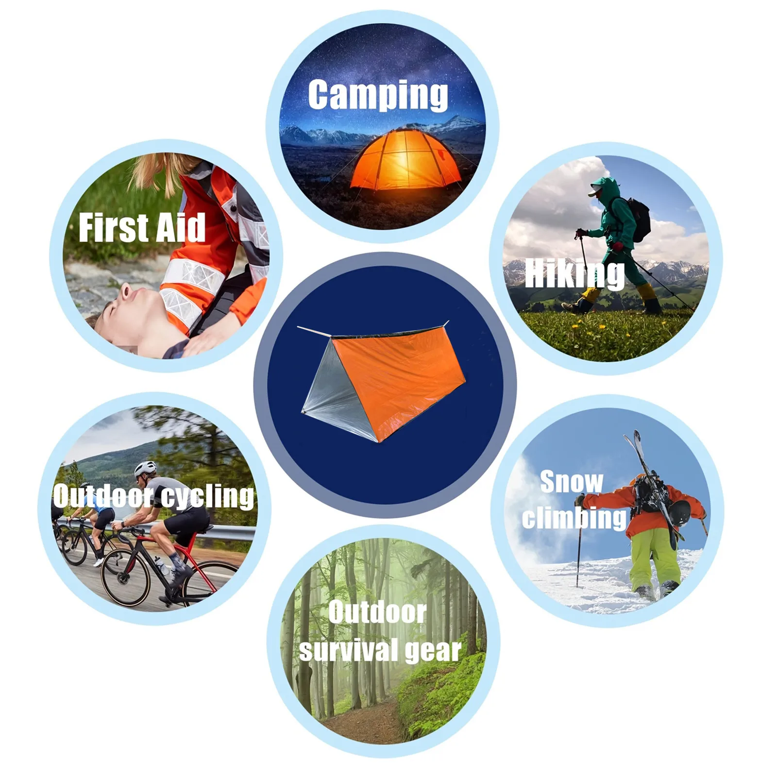 2 Person Emergency Shelter Bivy Survival Tent Kit Mylar Tube Tent Sleeping Bag Waterproof Outdoor SOS Thermal Blanket Reusable photo 5