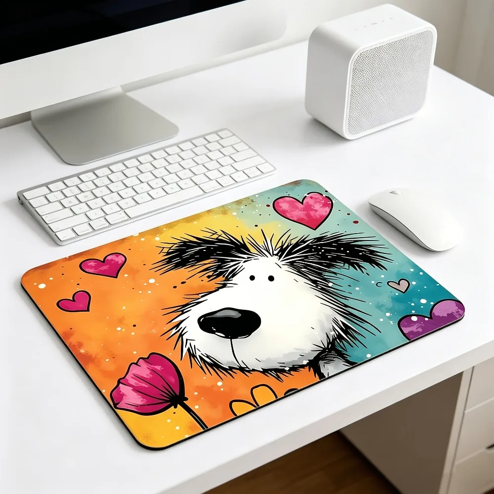 CIFBUY Small Gaming Mouse Pad Cartoon Dog Heart PC Keyboard Desk Mat Durable Non-Slip Rubber Base Home Office Laptop Computer De photo 1