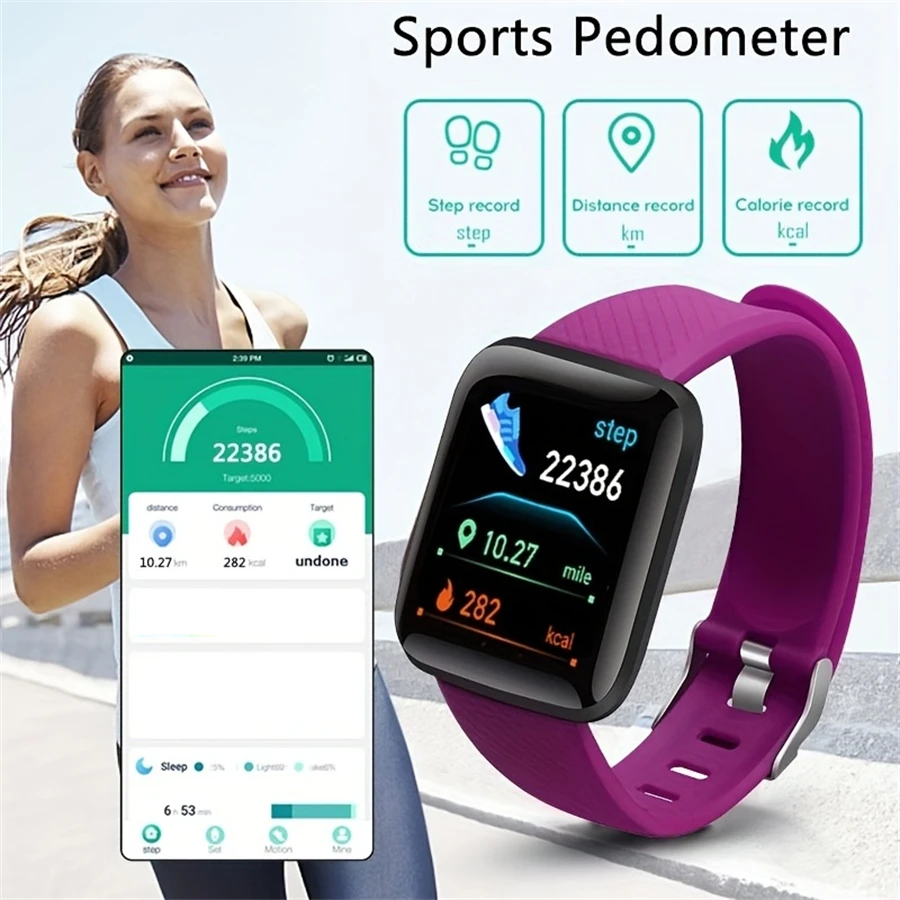 Smart Watch Sport Wristband Fitness Monitoring Track Heart Rate Call and Message Remind Men Smartwatch Woman 116 Plus Clock D13 photo 3