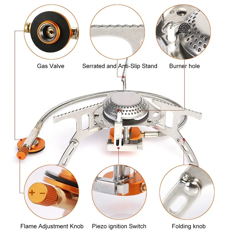 Camping Gas Stove Portable Folding Outdoor Backpacking Stove Tourist Equipment For Cooking Hiking Picnic 3500W photo 6
