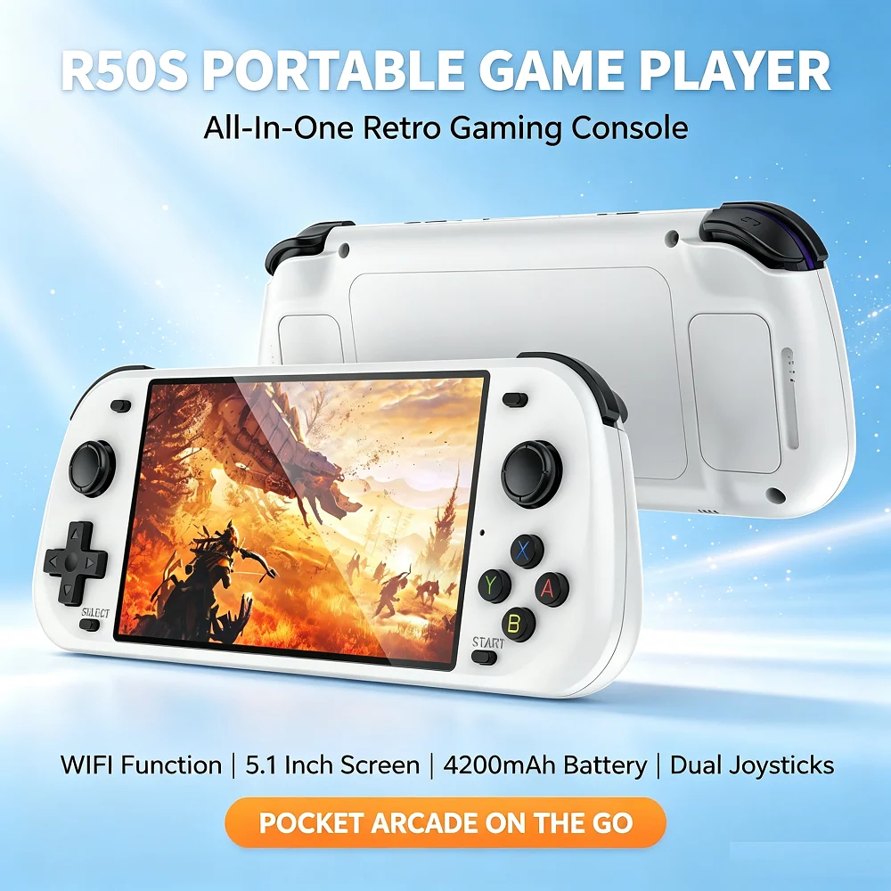 NEW R50S Consolas 5.1-inch 854*480 HD Screen Video Gaming Player 4200mAh Battery Retro Handheld Game Console Dropshipping photo 6
