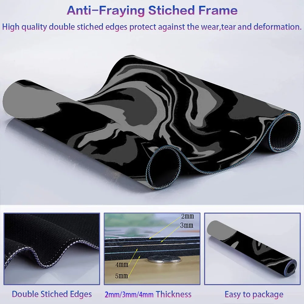 Line Liquid Mouse Pad Gaming Accessories Topographic Table Mat Marble Black Carpet Gray 100x50cm Custom Pc MousePad Desk Mat photo 5