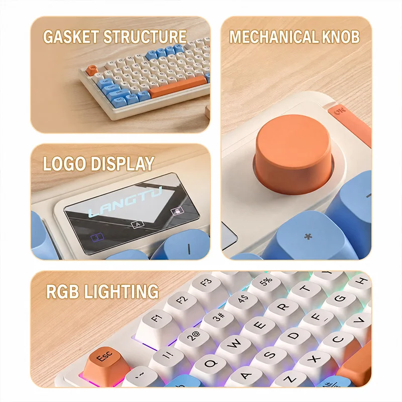 L98 Wired Keyboard 98 Keys Mechanical Feel Rgb Gaming and Office Keyboard Dust-Proof Structure with Display and Multi-Function Knob Suitable for Pc and Laptop photo 2