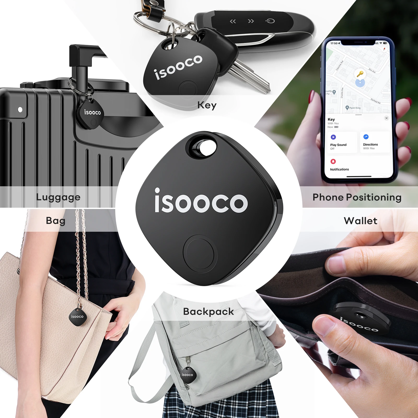 1/2/3/4pcs Isooco Mini Car Locator Anti-lost Wallet Keychain Smart Tag Bluetooth Tracker Key Item Finder Use Find My (IOS Only) photo 2