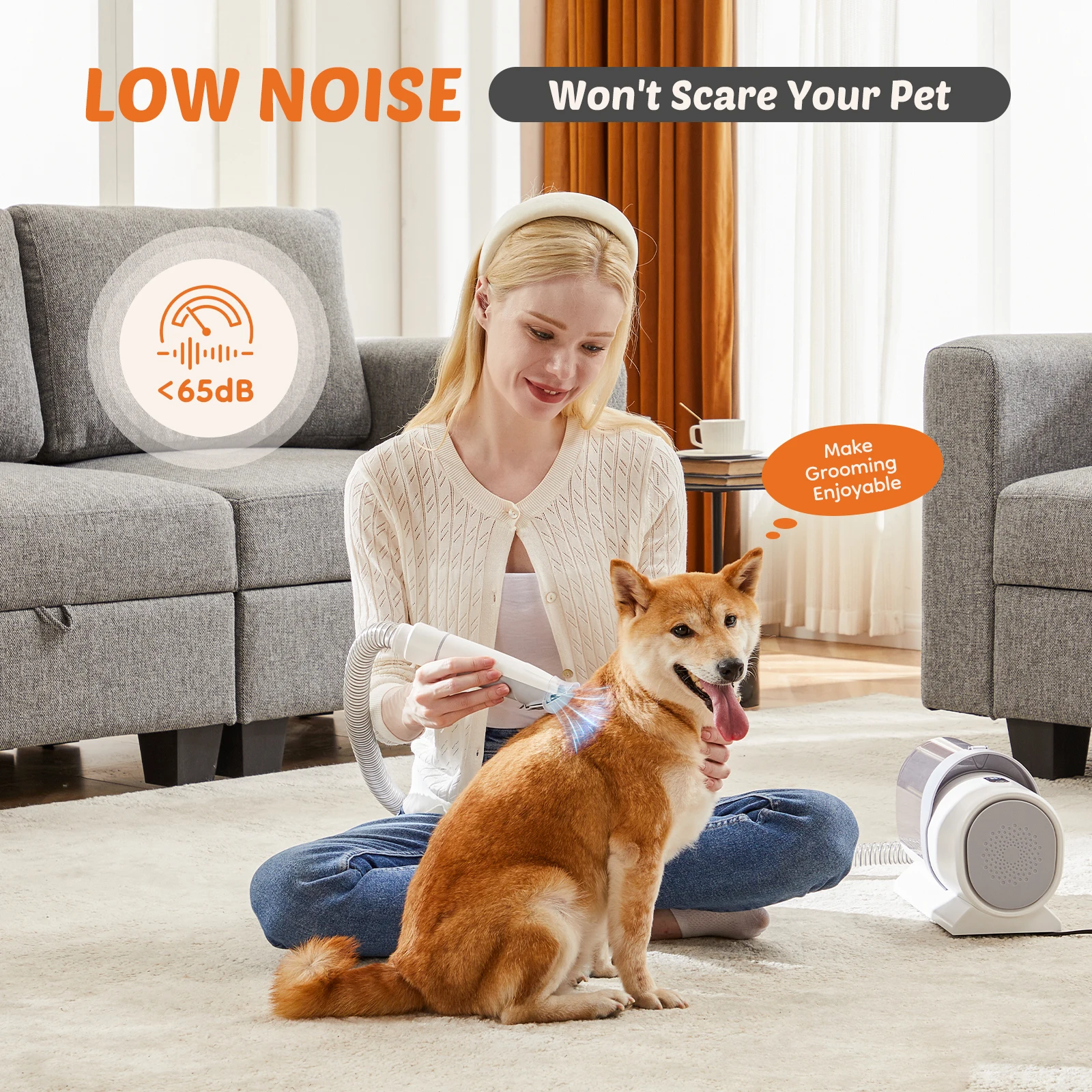 JHK 2.5L Professional Pet Grooming Vacuum Kit 3 Suction Modes and 5 Groomer Tools with Cordless Low Noise Dog Clippers for Cats photo 3