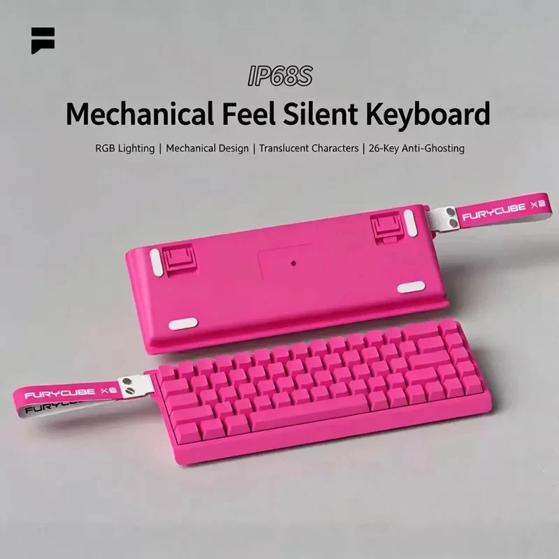FURYCUBEIP68S wired keyboard mechanical feel mute office esports portable ribbon small keyboard. photo 1
