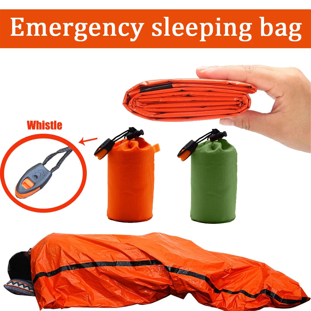 Portable Waterproof Emergency Survival Sleeping Bag Outdoor Edc Camping Gear Thermal Sack First Aid Rescue Kit Mylar Blanket photo 1