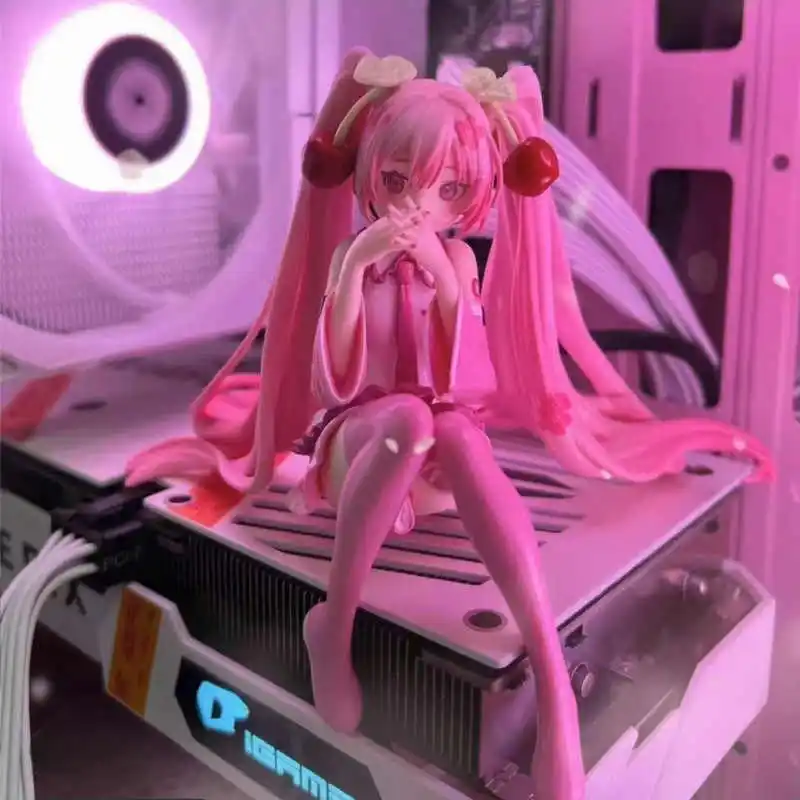 Hot Hatsune Miku Anime figure Pink dress model action figures toys Cherry pink PVC cherry blossom decoration collect Model gifts photo 1