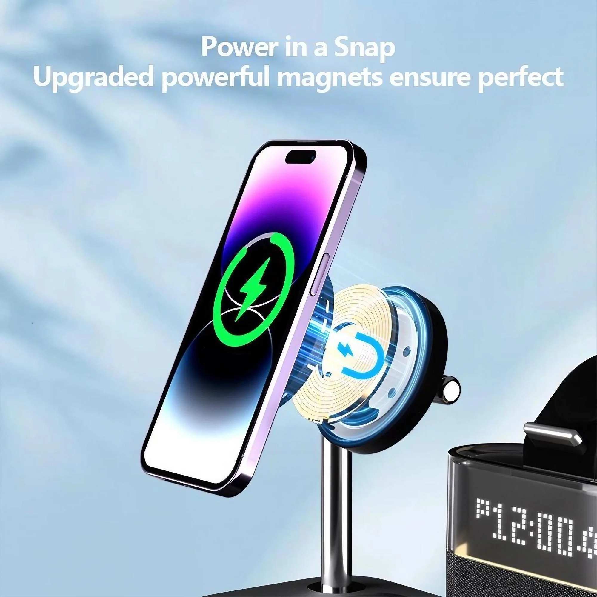 Magnetic Wireless Charging Station for Phones 12 13 14 15 16 17 and Smartwatch 8 7 6 5 Multi Device Charging Pad for Desk Home Office Travel Supports Fast 15W Phone Charging and 5W Wearables 360 Degree Stand photo 7
