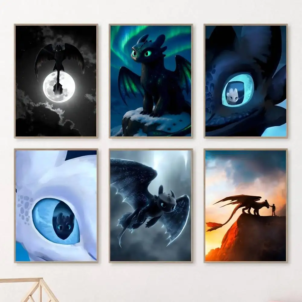 Hot Cartoon Movie Anime How To T-Train Your D-Dragon Manga Posters HD Print Vintage Wall Art Decor for Home Study Room photo 1