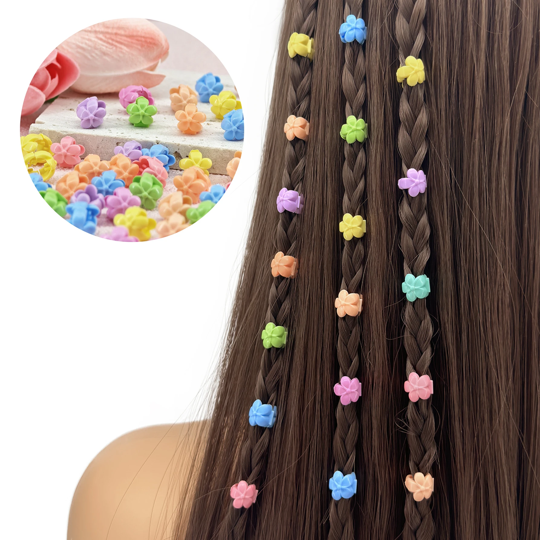 60pcs Hair Braids Beads Headwear Cute Candy Colors Plastic summer  Hair Claw Clips  Hair Accessories Loc Hair Jewelry for Braids photo 1