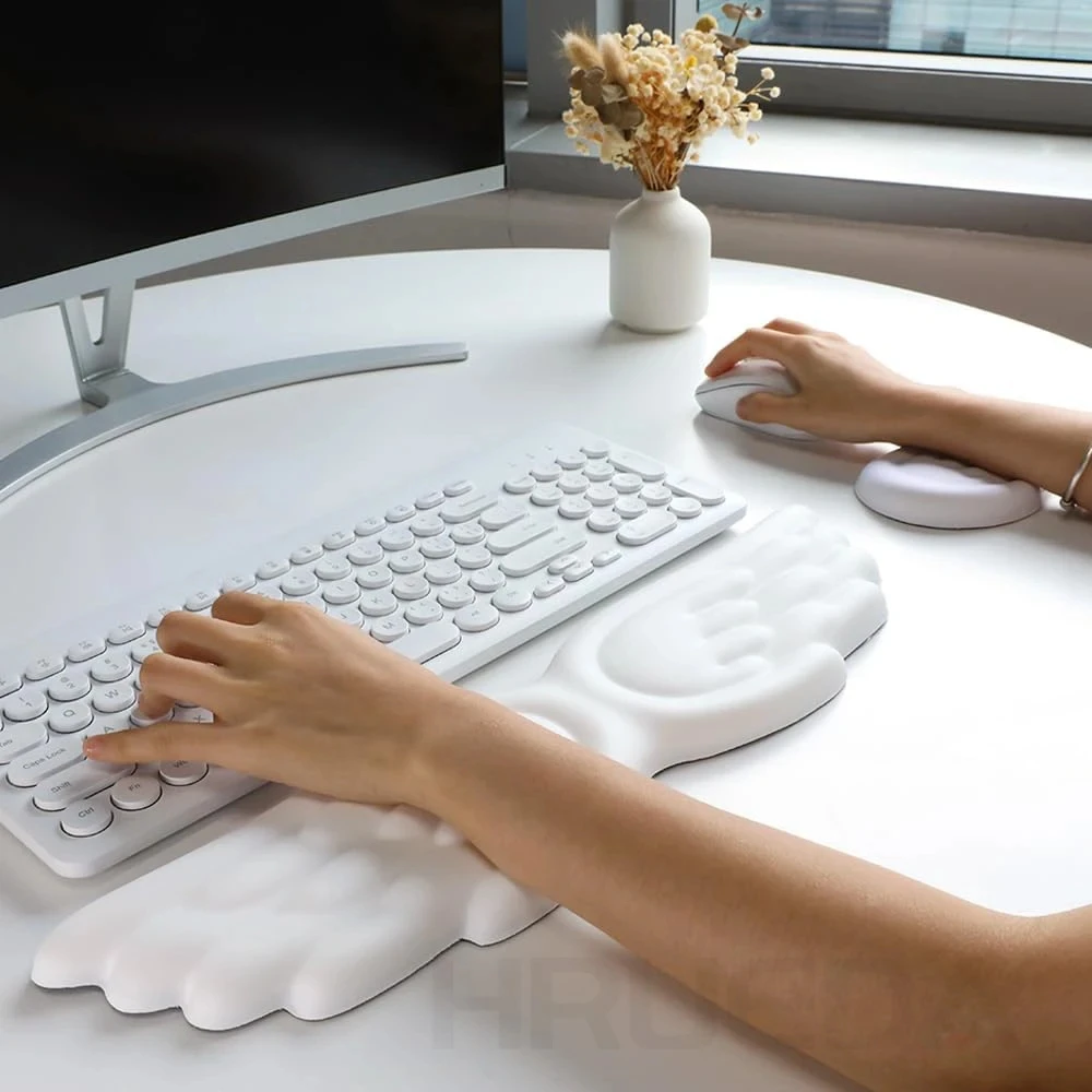 Keyboard Mouse Wrist Rest Angel Wing Memory Foam Mouse Pad Set Wrist Support Ergonomic Non-Slip for Computer Laptop Easy Typing photo 2