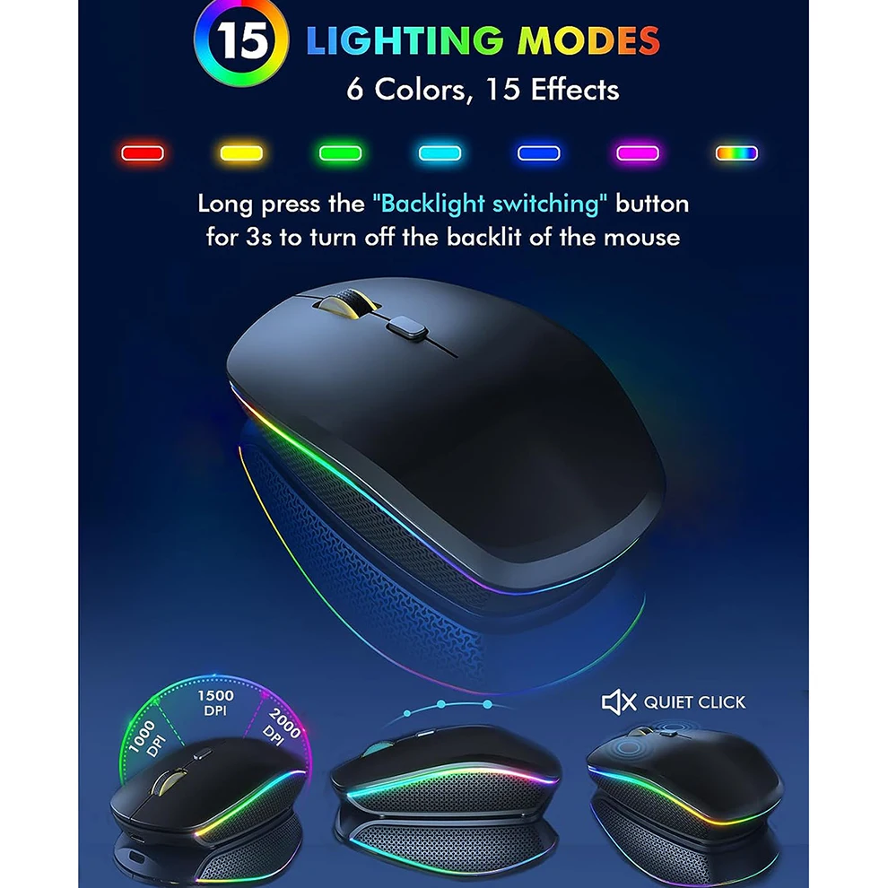 JOMAA 2.4G Wireless Keyboard Mouse Combo RGB Backlit Rechargeable Full-Size Ergonomic Type-c Wireless Keyboard Mouse Set photo 6