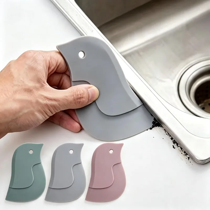 3 Pcs Silicone Penguin Kitchen Scraper, Flexible Dough Cutter & Pot Pan Scraper, Dish Squeegee Grease Cleaning Tool for Baking, Cookware & Sink, Multicolored (Pack of 3) photo 1