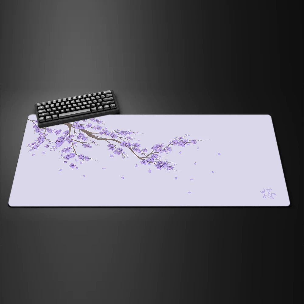 Black Sakura Gaming Mouse Pad Kawaii Purple Desk Mat Large Office Carpet Accessories Cherry Blossom Mousepad Gamer Computer Mats photo 4