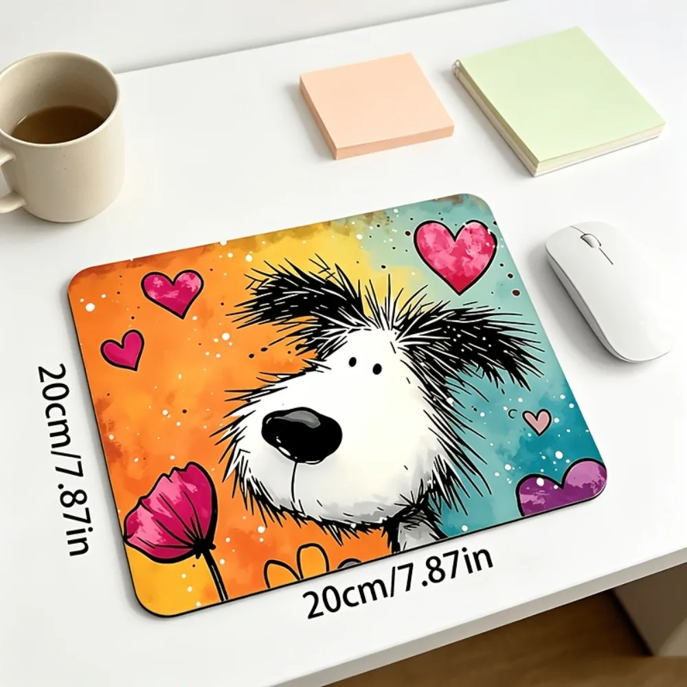 CIFBUY Small Gaming Mouse Pad Cartoon Dog Heart PC Keyboard Desk Mat Durable Non-Slip Rubber Base Home Office Laptop Computer De photo 3