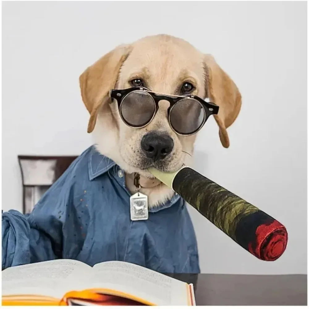 Dog Squeaky Toy Green Realistic Cigar Shaped Plush Pet Toy Interactive Chewing Entertainment Toy For Dogs Pet Play Supplies photo 1