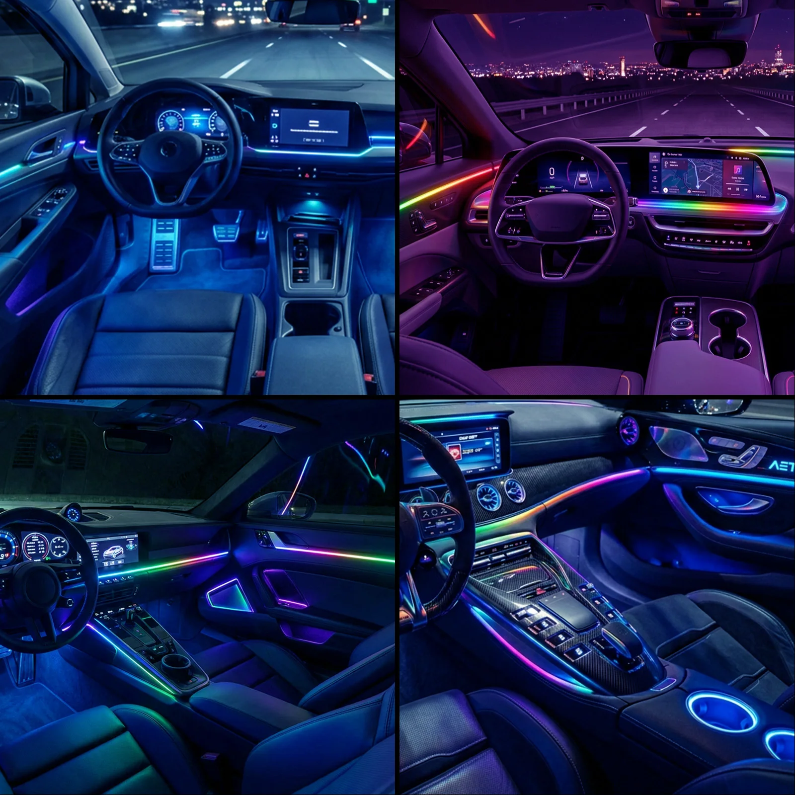 2/6 in 1 Car Interior LED Ambient Lighting Kit, USB Powered Flexible Neon Strip, APP Control RGB Sound Music Sync, Car Center Console Dashboard Atmosphere Lights photo 6