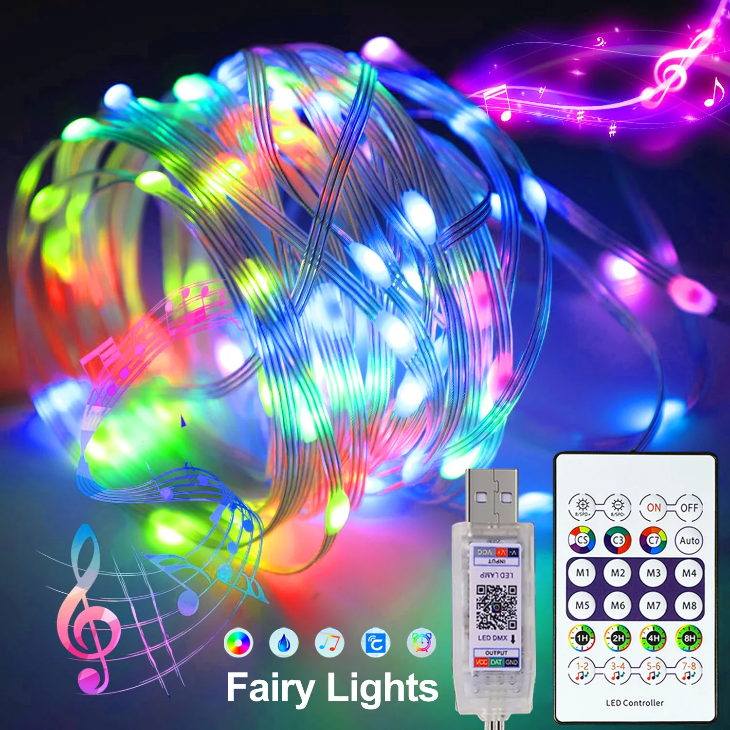 2M-15M Led RGB Fairy Lights Leather Cord Light Outdoor Waterproof fairy Lights With Remote for Bedroom Garden Living Room Party photo 1