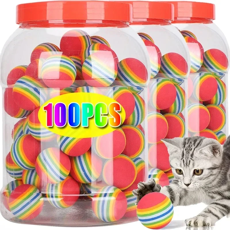 100/10PCS Pet Toy Balls Interactive Rainbow EVA Balls Cat Dog Training Toys Soft Automatic Jumping Balls Pet Playing Supplies photo 1